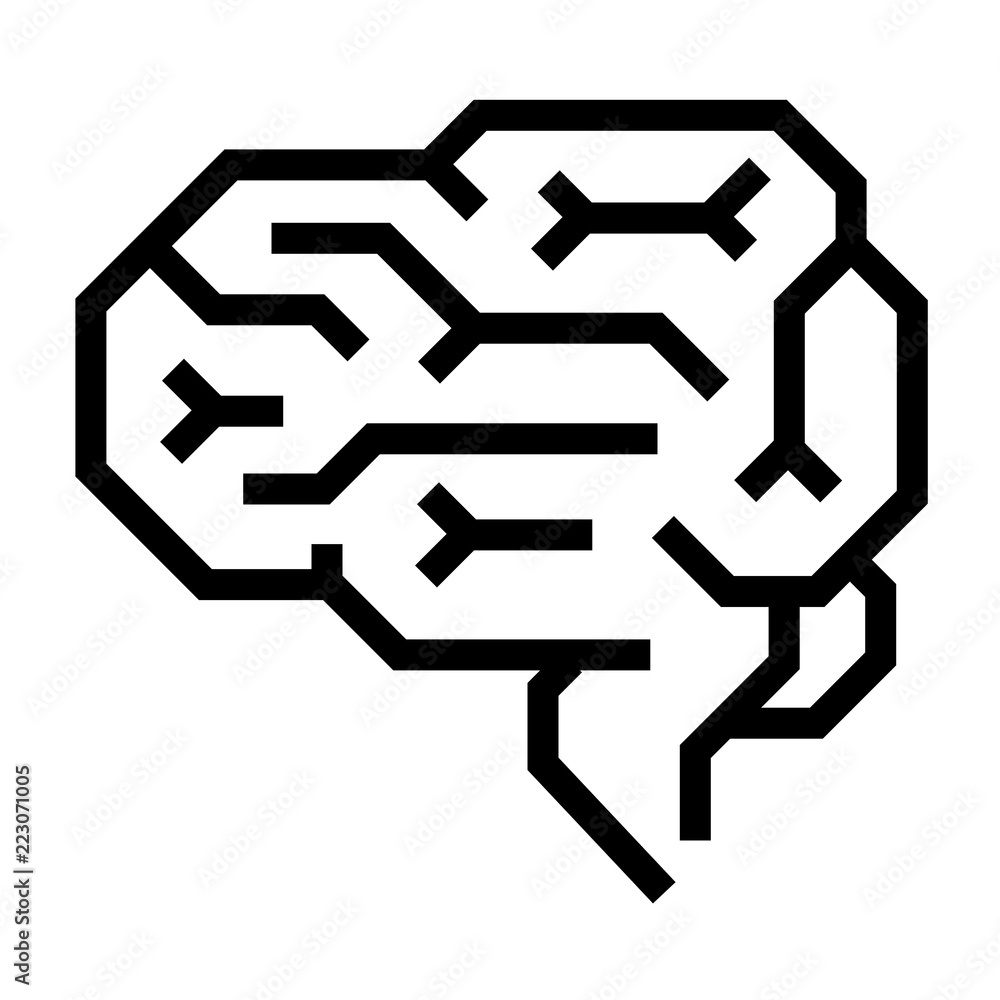 Poster machine brain icon. outline machine brain vector icon for web design isolated on white background