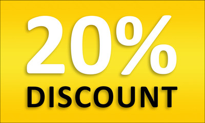20% Discount - Golden business poster. Clean text on yellow background.