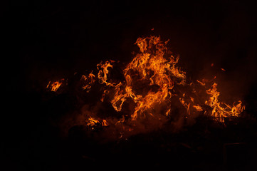 Flame of fire on a black background