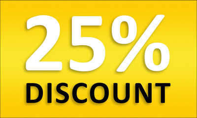 25% Discount - Golden business poster. Clean text on yellow background.
