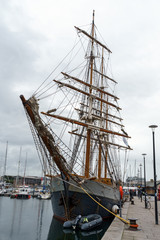 Ship Kaskelot in dock at Plymouth Harbour, Barbican, Plymouth, Devon, United Kingdom, 20th August...