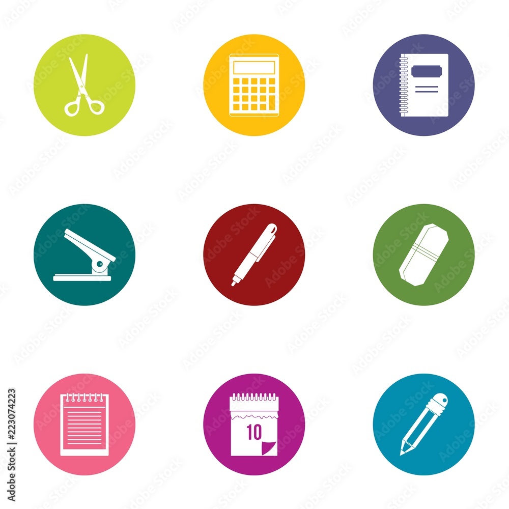 Poster school curriculum icons set. flat set of 9 school curriculum vector icons for web isolated on white 