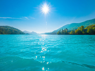 Lake Fuschlsee, Austria, Salzkammergut, on a sunny summer day