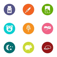 Fototapeta premium Soporific icons set. Flat set of 9 soporific vector icons for web isolated on white background