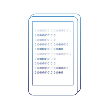 degraded outline smartphone code program data network technology