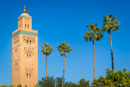 The minaret of the Koutoubia Mosque, Marrakesh, Morocco