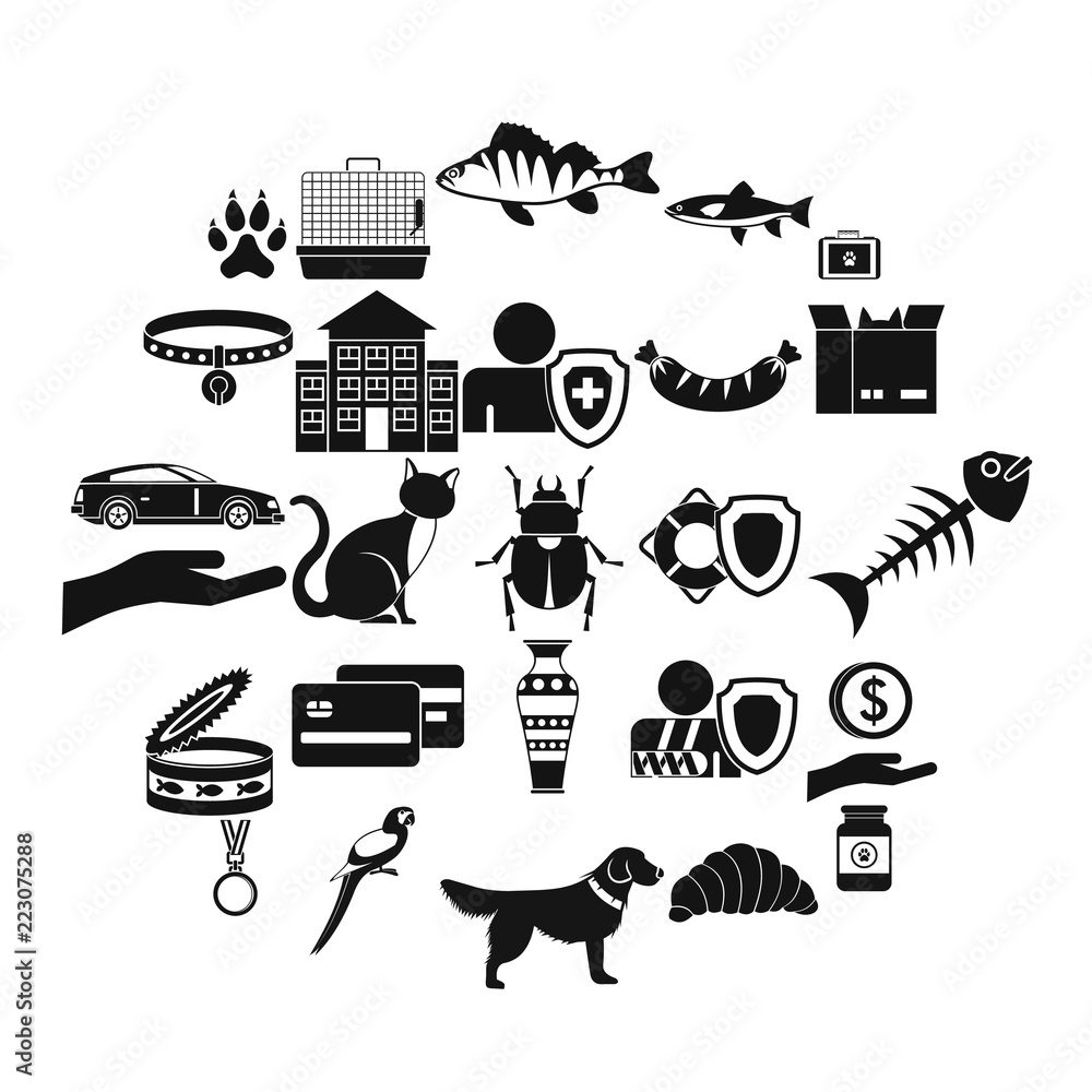 Poster kitten icons set. simple set of 25 kitten vector icons for web isolated on white background