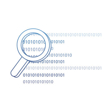 degraded outline magnifying glass programming code technology