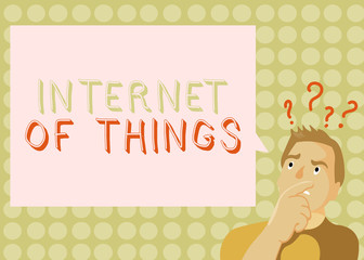 Conceptual hand writing showing Internet Of Things. Business photo showcasing connection of Devices to the Net to Send Receive Data.