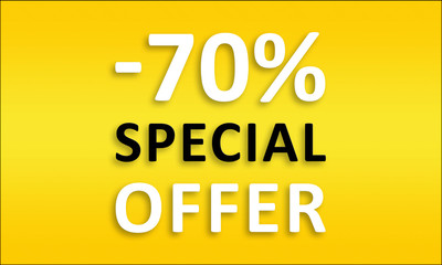 -70% Special Offer - Golden business poster. Clean text on yellow background.