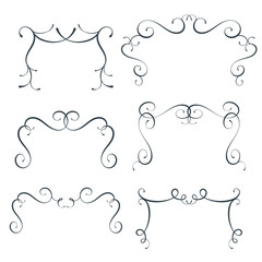 Vector flourish frames set, scroll border collection, curl decoration elements, vintage top divider decor