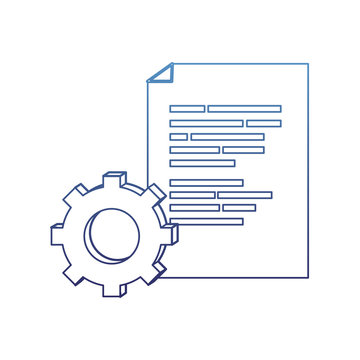 degraded outline document with programming code and industry gear