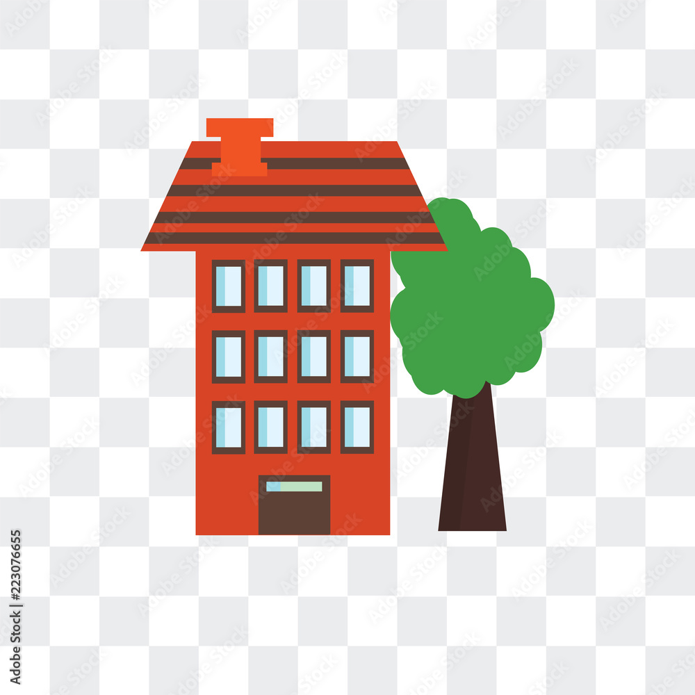 Poster building icon isolated on transparent background. modern and editable building icon. simple icons ve