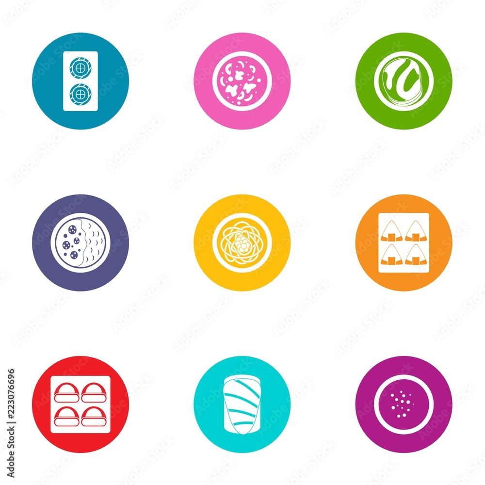 Poster pastry icons set. flat set of 9 pastry vector icons for web isolated on white background