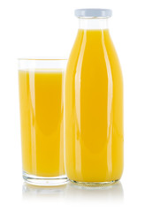 Orangensaft Saft frischer Glas Flasche freigestellt Freisteller isoliert