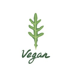 stylized leaf of arugula, and the inscription