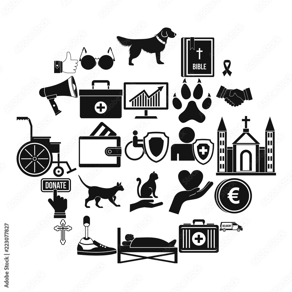 Aufkleber welfare icons set. simple set of 25 welfare vector icons for web isolated on white background