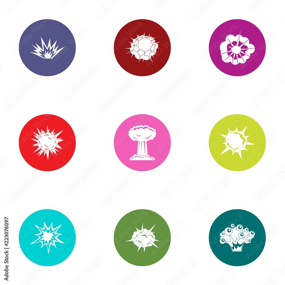 Aufkleber outburst icons set. flat set of 9 outburst vector icons for web isolated on white background