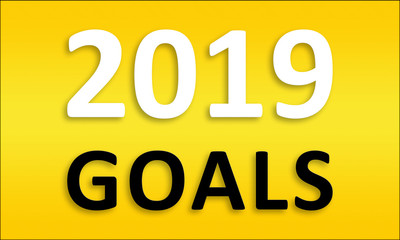 2019 Goals - Golden business poster. Clean text on yellow background.