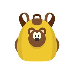 Cute bear backpack icon. Flat illustration of cute bear backpack vector icon for web design