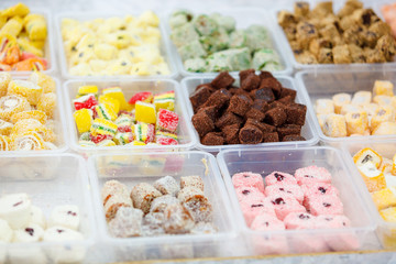 Sweet display on a market