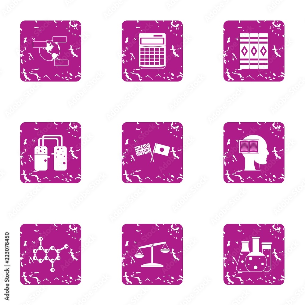 Poster synthetic icons set. grunge set of 9 synthetic vector icons for web isolated on white background
