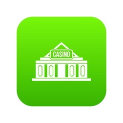 Casino building icon digital green for any design isolated on white vector illustration
