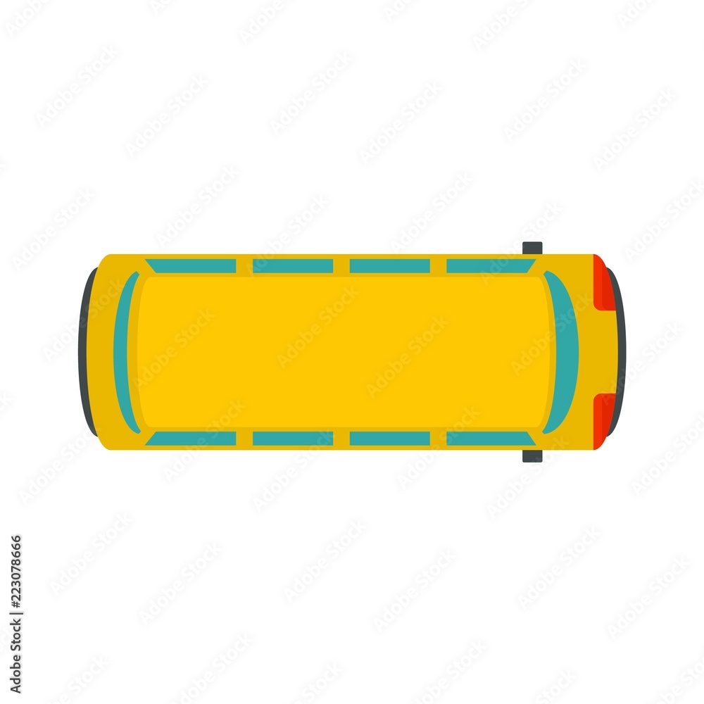 Poster top view school bus icon. flat illustration of top view school bus vector icon for web design