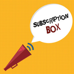 Word writing text Subscription Box. Business concept for button if you clicked on will get news or videos about site.