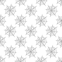 Spider web seamless pattern vector illustration. Hand drawn sketched web background