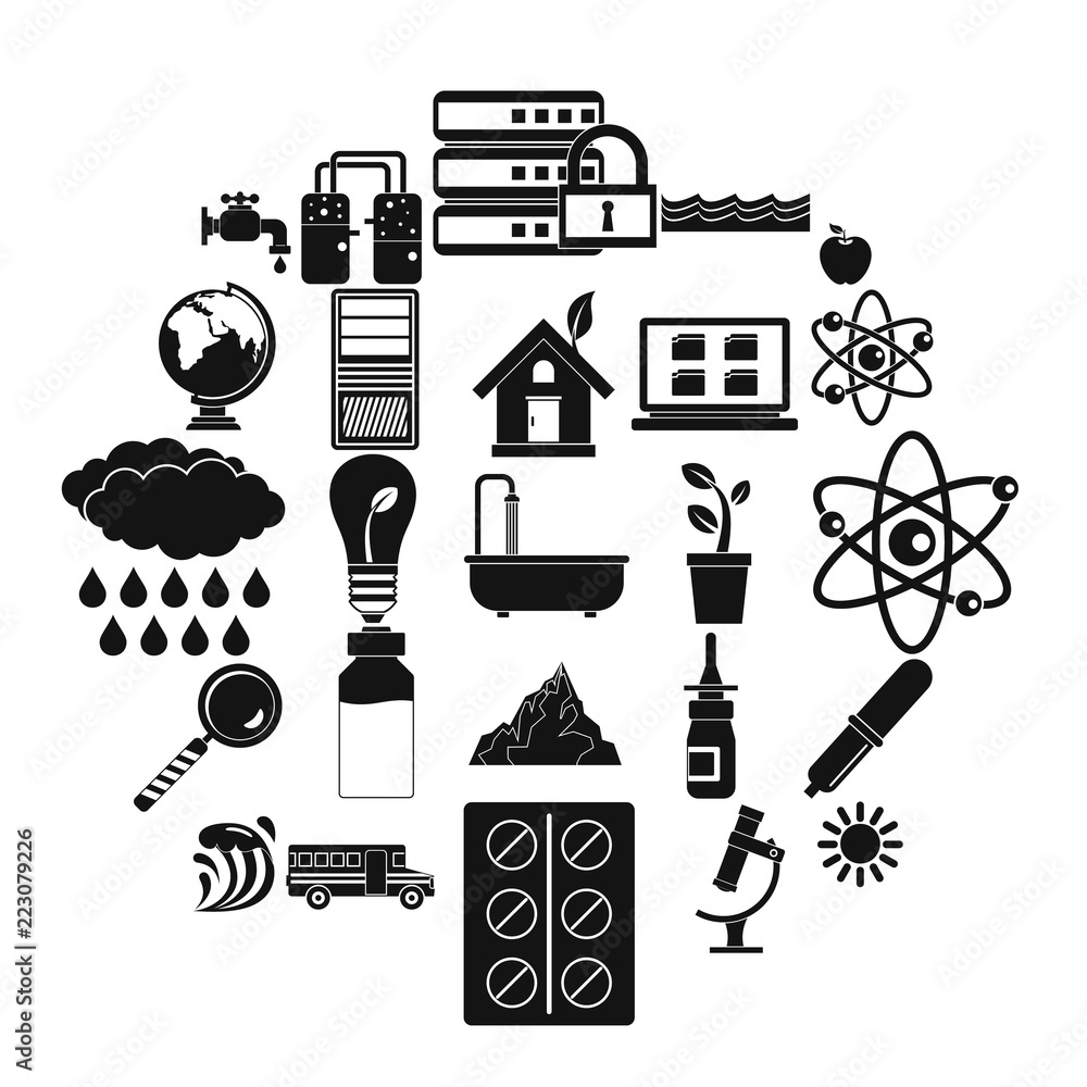 Poster chemical element icons set. simple set of 25 chemical element vector icons for web isolated on white