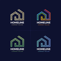 Real Estate Logo home or house line logotype