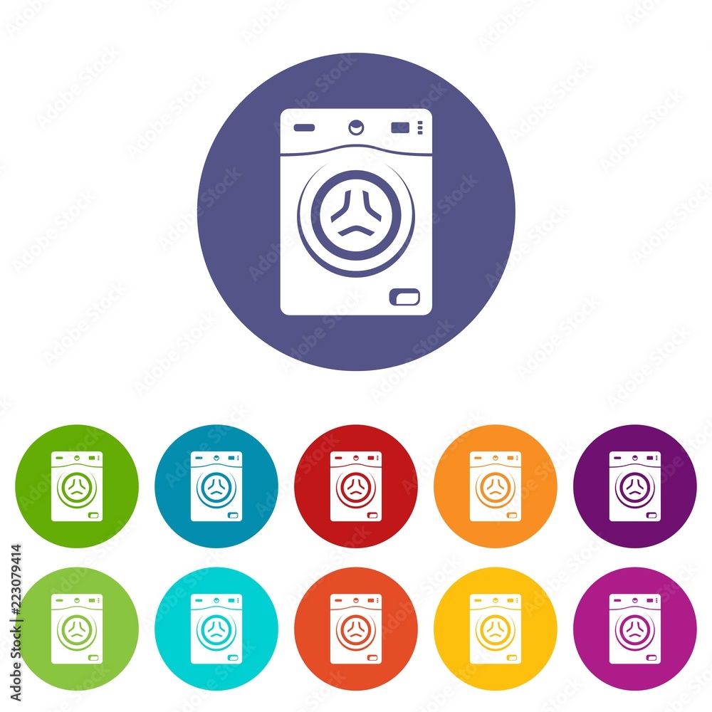 Poster washer icons color set vector for any web design on white background