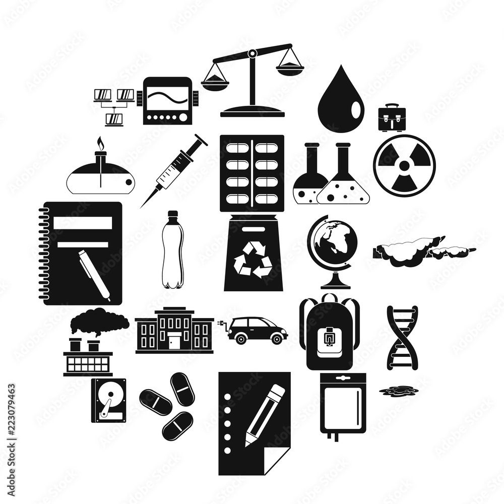 Poster experiment icons set. simple set of 25 experiment vector icons for web isolated on white background