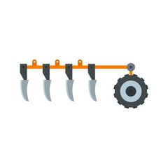 Tractor plow icon. Flat illustration of tractor plow vector icon for web design