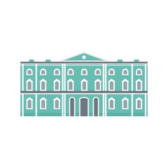 Green city historical building icon. Flat illustration of green city historical building vector icon for web design