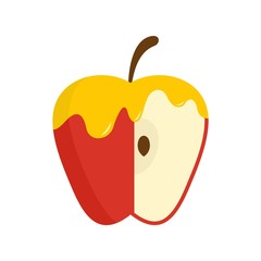 Honey on red apple icon. Flat illustration of honey on red apple vector icon for web design