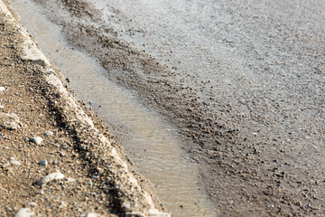 wet asphalt on the road