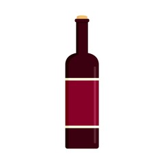 Glass bottle of red wine icon. Flat illustration of glass bottle of red wine vector icon for web design