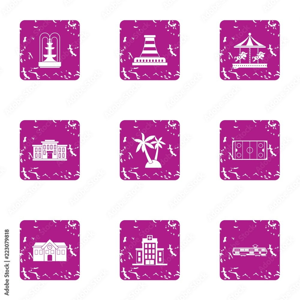 Aufkleber central floorspace icons set. grunge set of 9 central floorspace vector icons for web isolated on wh