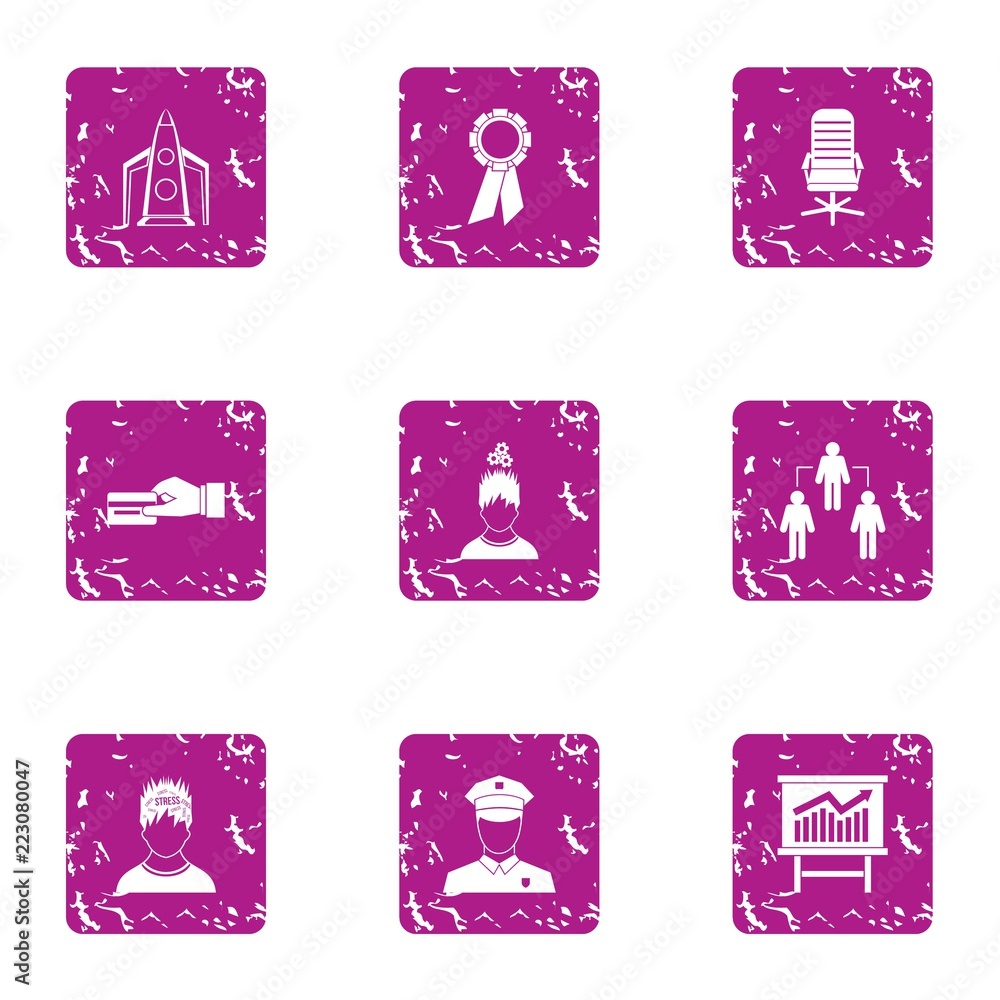 Poster rapport icons set. grunge set of 9 rapport vector icons for web isolated on white background