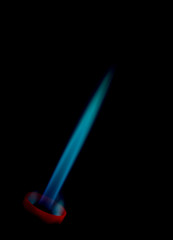 Industrial natural gas burner isolated on black background