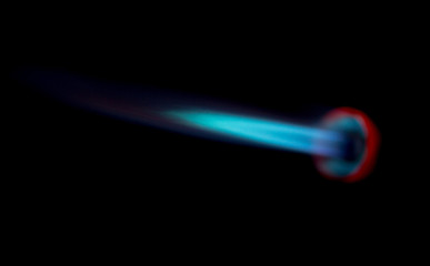 Industrial natural gas burner isolated on black background