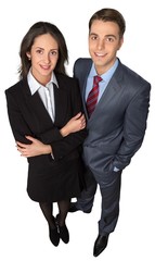 Friendly Coworkers Standing and Smiling - Isolated