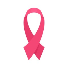 Breast cancer pink ribbon icon. Flat illustration of breast cancer pink ribbon vector icon for web design