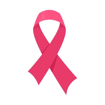 Pink cancer ribbon icon. Flat illustration of pink cancer ribbon vector icon for web design