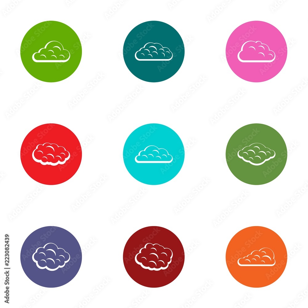 Aufkleber fluffy cloud icons set. flat set of 9 fluffy cloud vector icons for web isolated on white background