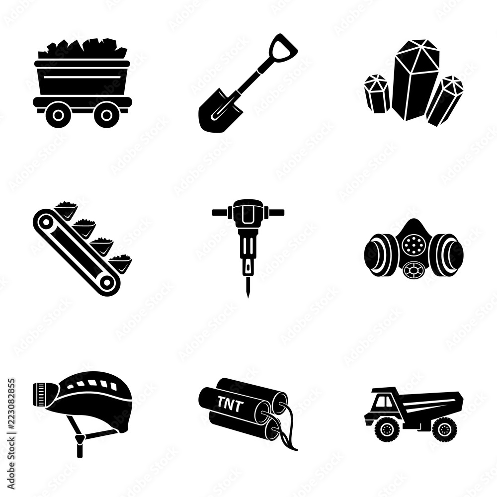 Poster extractive industry icons set. simple set of 9 extractive industry vector icons for web isolated on 