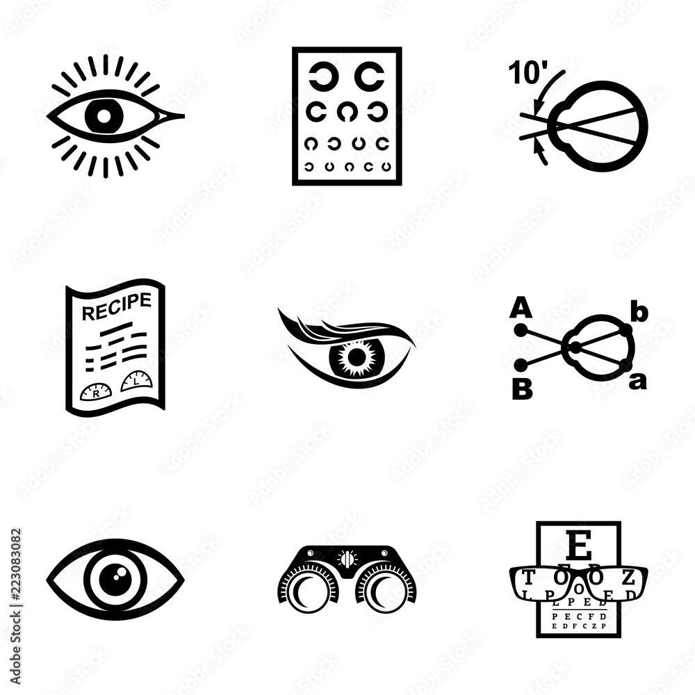 Poster oculist icons set. simple set of 9 oculist vector icons for web isolated on white background