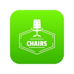 Chair icon green vector isolated on white background